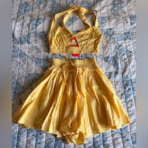 NWT River Island Yellow Smocked Two-Piece Set
